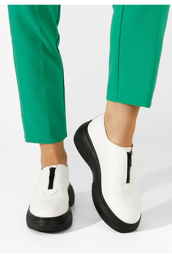B T Shoes Bílé kožené polobotky Amaera