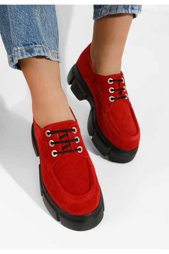 B T Shoes Catarina red leather women's casual shoes