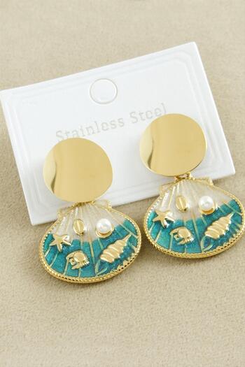 feryal Oval Enamel Luxury Steel Earrings