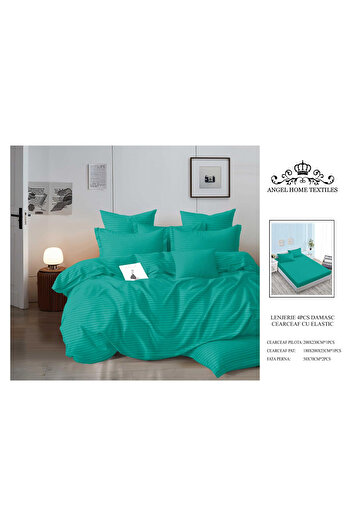 FIONNA.RO Lenjerie Din Finet Satinat Tip Damasc Cu Elastic - Verde