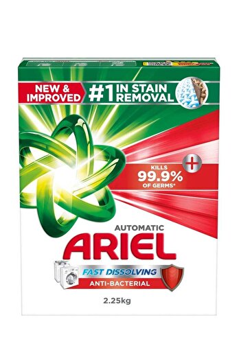 Ariel Anti-Bacterial Fast Dissolving Laundry Detergent Powder 2.25kg