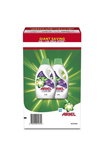 Ariel Lavender Freshness Laundry Detergent Power Gel 2 x 2.8L
