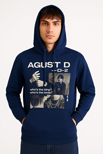 CLASSY.MODA AGUST D Світшот з капюшоном і принтом - Кишеня-кенгуру - 3 нитки Шардоне Комфортний унісекс-худі