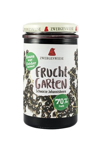 Zwergenwiese Organic blackcurrant jam sweetened with agave syrup, 225g