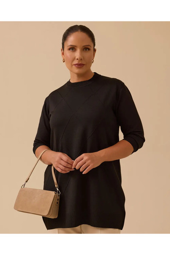 Gala-Xi Plus Size Patterned Basic Knit Tunic