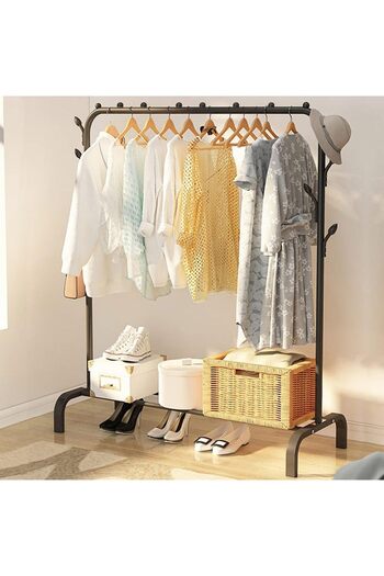 Saharaz Metal Clothes Hanger With Side Hooks, 150x40x120cm, Simple, Organizer for Hanging Clothes