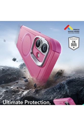 ESR Case for IPhone 17, Cyber Armor Kickstand, Pink