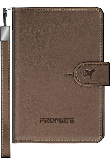 Promate Smart Leather Passport Holder with RFID Protection