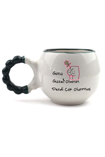 PALTO TASARIM If You Have a Beautiful Ass, You Have a Lot of Problems. Handmade Cream Glossy Puff Mug - Handcrafted Gift Mug Bard