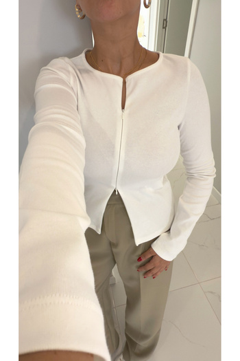 BİRCANÇİL Dlvin Siana Ecru Zipper Detailed Blouse