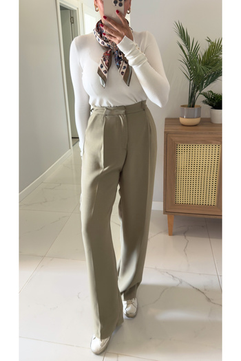 BİRCANÇİL Rozenna Light Khaki Palazzo Pants
