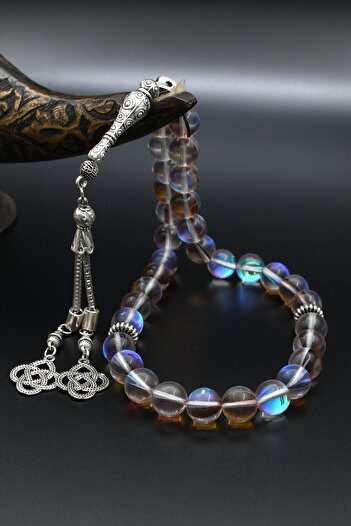 Prestige Natural Thermal Quartz Stone 33 Prayer Beads with Metal Tassel 10mm Sphere Cut 902253