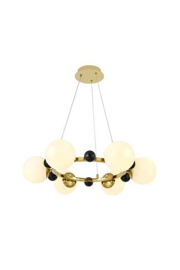 RFAN Pendant, Model F005-6, With 6 Shades, 6 x E27, Adjustable Height, Gold/Black