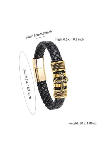 General Store Men's bracelet with cross accessory and metallic details, fixed size, silver, SA&SO General Store®