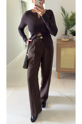BİRCANÇİL Rozenna Brown Palazzo Pants
