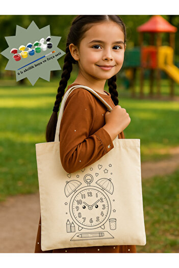 Cemira Painting Set Clock Painting Bag Hobby 35*40 Raw Cloth Bag Painting Kindergarten Children Activity Painting