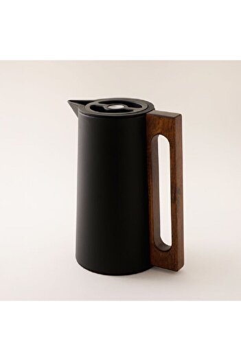 Dallaty Steel Vacuum Flask Flask With Wood Handle 1L, Black