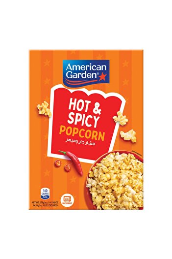 american garden Gluten Free Microwave Hot & Spicy Popcorn 273 gBold Snack for Movie and Game