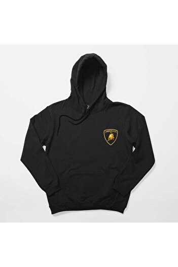 Z zepplin Lamborghni Gold Logo Black Hooded Sweatshirt Hoodie