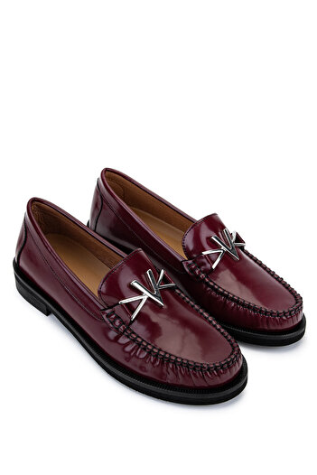 Mario Valentino Women's Genuine Leather Claret Red Loafer Shoes