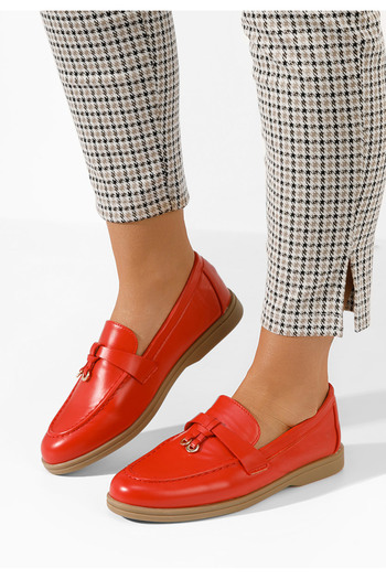 B T Shoes Ravishine women's red loafers