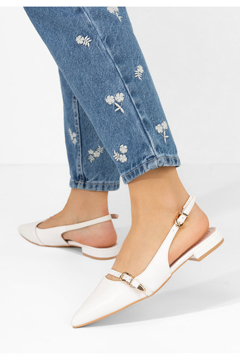 B T Shoes Bílé lodičky s otevřenou pätou Elyssa