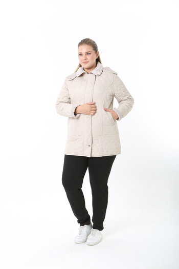 TUTveAL Collection Water Repellent Coat, Quilted, Plus Size, Hooded, with Soft Fur Inside, Winter Coat