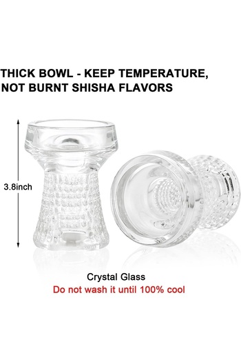 SPENCER Hookah Bowl Set Crystal Glass Shisha Bowl Hookah Head with Heat Management