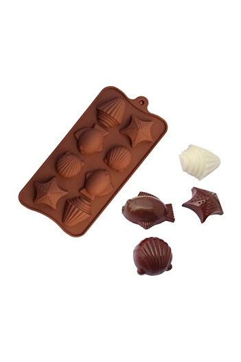PASTRY PLANET Sea Themed Silicone Chocolate Mold |   Dessert Mold with Fish, Starfish and Shell Figures