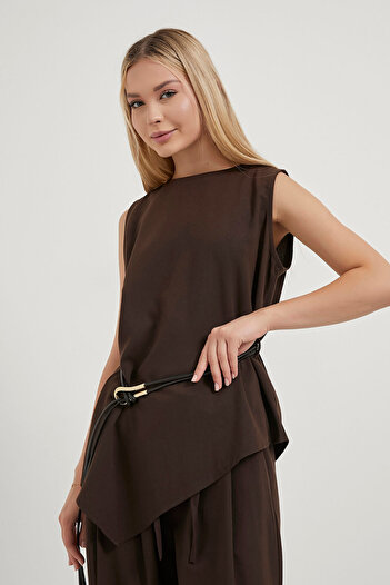 Arma Life Armalife 5400 Belt Detail Sleeveless Women's Blouse