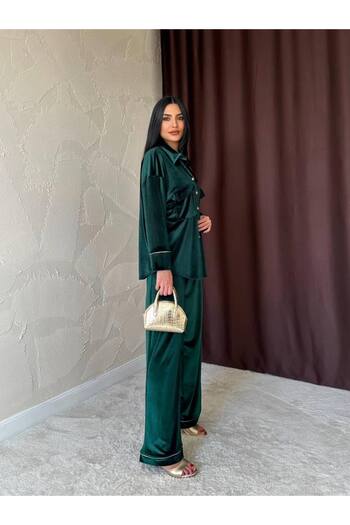 369 etnik butik Gold Button Detailed Velvet Suit