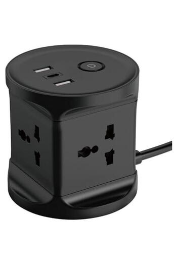 Tradeo برج توصيل الطاقة العالمي مع منافذ USB، وحماية من زيادة التيار بثلاث طبقات، وتصميم مقبس مثقب