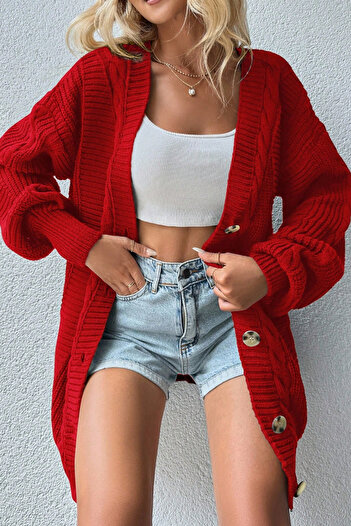 Cemre Life Women's V Soft Textured Knitwear Cardigan