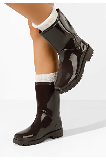 B T Shoes Jalena brown rubber boots