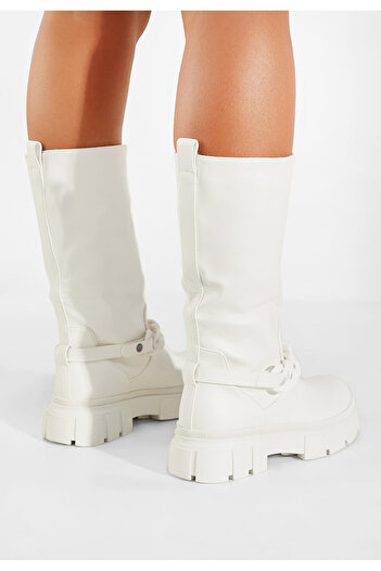 B T Shoes Cizme dama albe Mikka