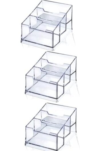 Slasa Acrylic Business Card Holder by - 3 Layer Transparent Office Holder for 150 Cards