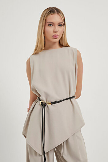 Arma Life Armalife 5400 Belt Detail Sleeveless Women's Blouse