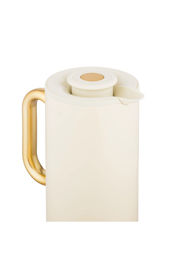 Dania Yarouz Thermos - High-quality plastic on the outside and glass on the inside, 1 liter capacity - Cream color