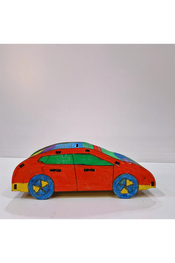 toptanetkinlikboyama Car Shaped Piggy Bank Wooden Painting Set |   Educational Saving and Painting Activity for Kids |   Mdf