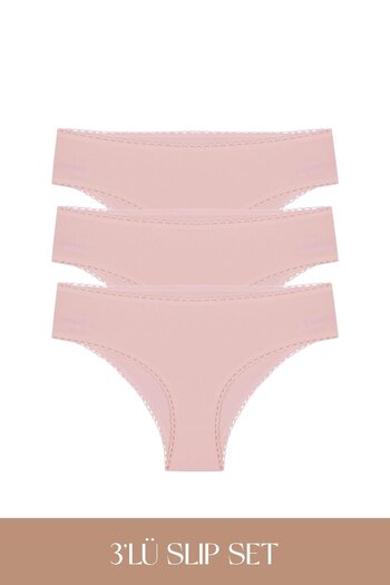 Feu De Elu Σετ εσώρουχα Cotvie Dusty Rose Cotton Slip 3 τεμαχίων