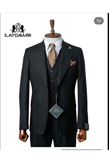 ilayda emir Black Striped Vest Suit