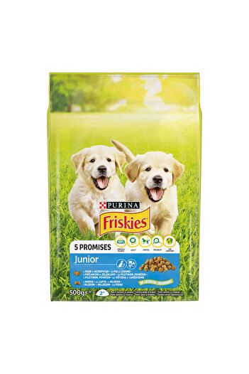 Friskies Hrană uscată pentru câini Junior, pui și legume, 500 g