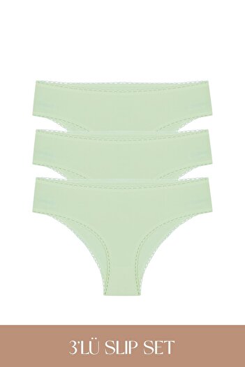 Feu De Elu Σετ εσώρουχα Cotvie Mint Cotton Slip 3 τεμαχίων