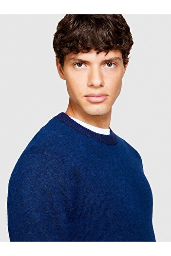 Sisley Men's Sweater Alpaca Wool Blend Ribbed Crew Neck Sweater 323A1Wf1S102M-Sis901