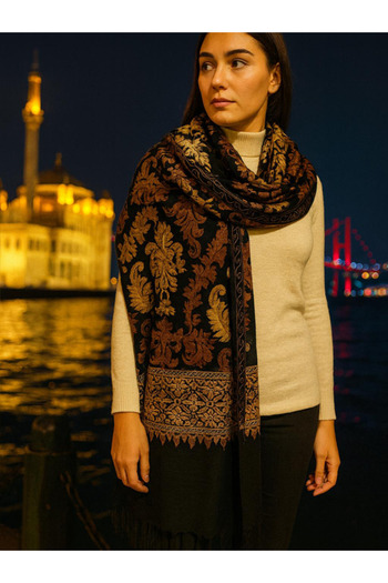 fiore fashion Marino Shawl 85% Cashmere 15% Silk Embroidered Scarf Marino Cashmere