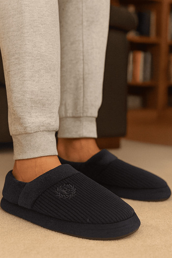 Beyond Navy Blue Men's Velvet Home Shoes Byndkdfbot01