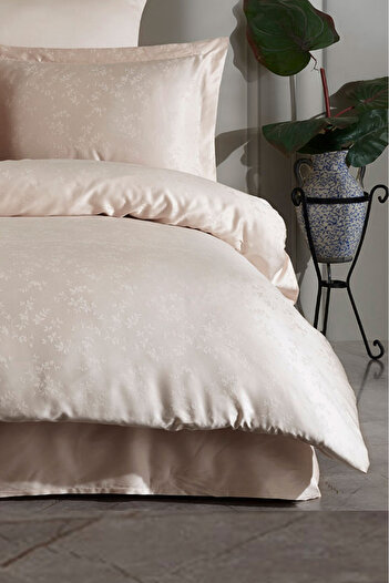 VAROL Liyosel Jacquard Bedding Set King Size (Extra Large) - Eva Cappuccino