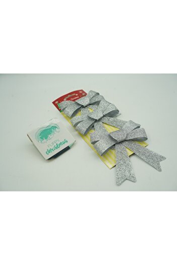 Teo Set 3 fundite pentru brad, Argintii, cu sclipici, 10 x 11 cm, din poliester