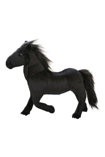 MASHASHOP Realistic Plush Horse, Black, 37 cm
