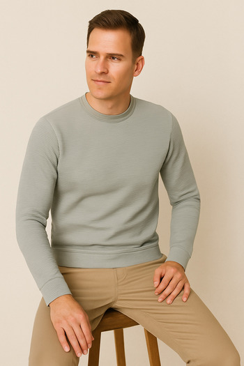 UOMOPARK Men's Basic Sweatshirt Fit, Soft Fabric with Ottoman Texture, Ideal for Casual Outfits